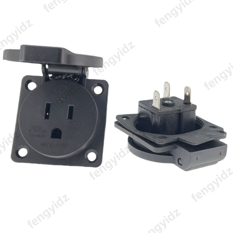 Outdoor Power Receptacle - Black 125V 15A 20A IP44 CE