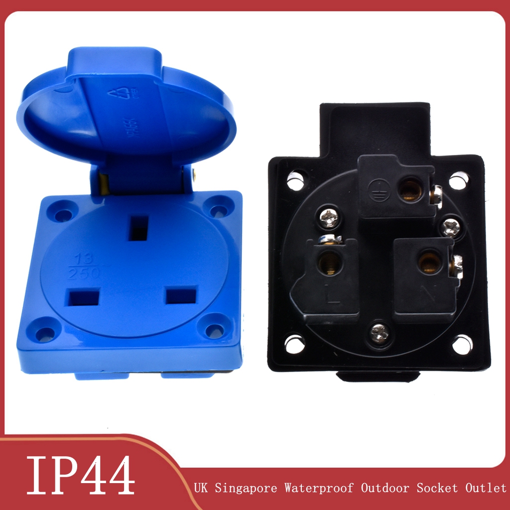 Outdoor Power Receptacle - 1pcs Britain Black Blue 13A 250V