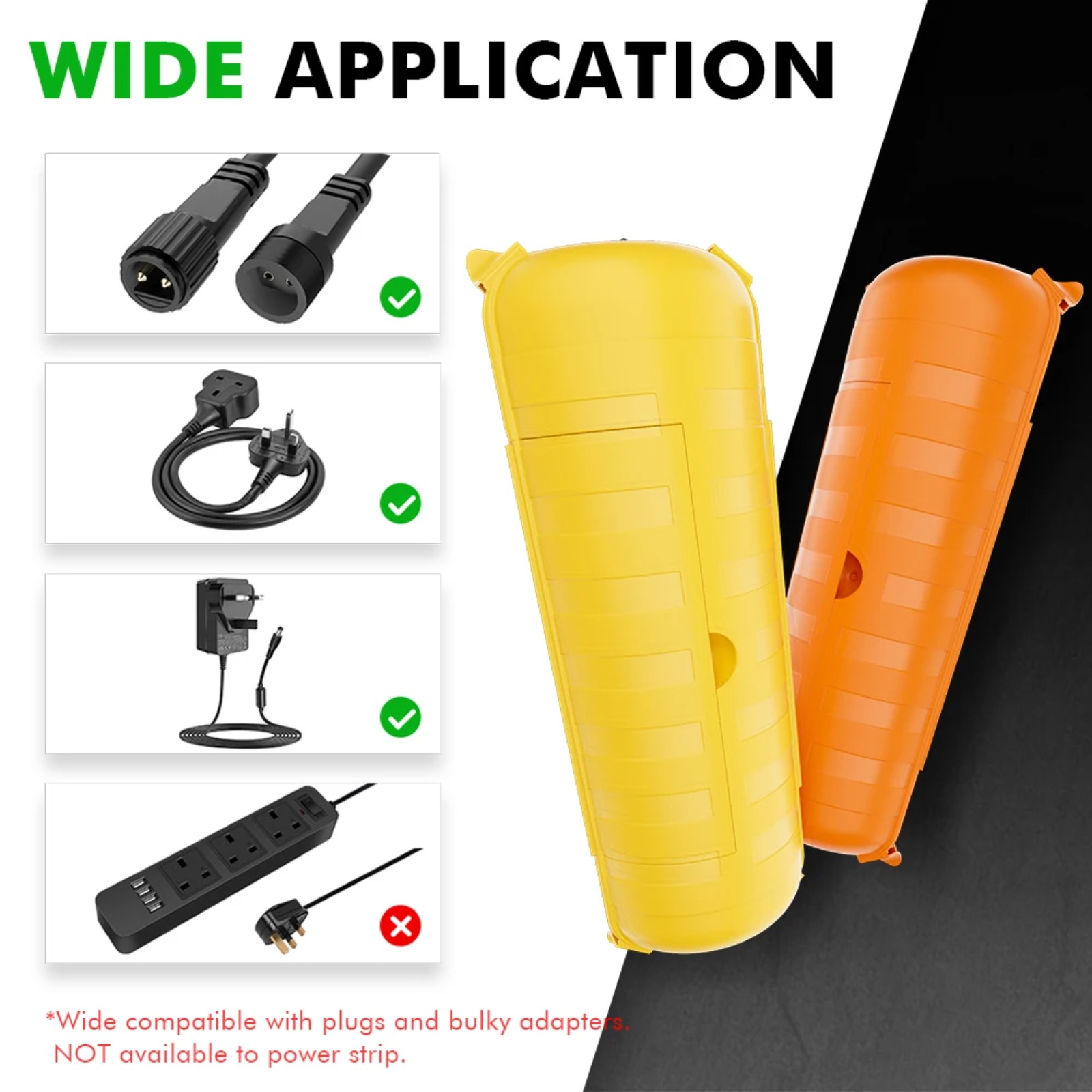 Outdoor Power Extension Cord - IP44 Outdoor Extension Cord Cover 29x11x7.5cm