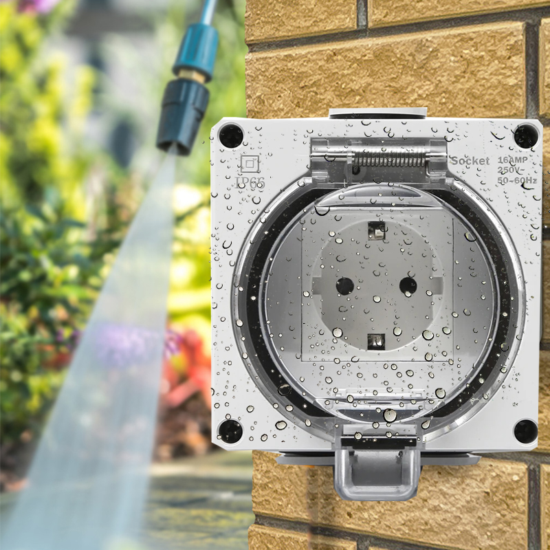 Outdoor Power Receptacle - IP66 waterproof power receptacle Outdoor Weatherproof