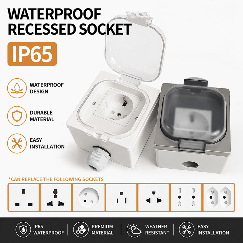 Outdoor Power Point Cover - IP65 Waterproof Outdoor Socket Box Wall