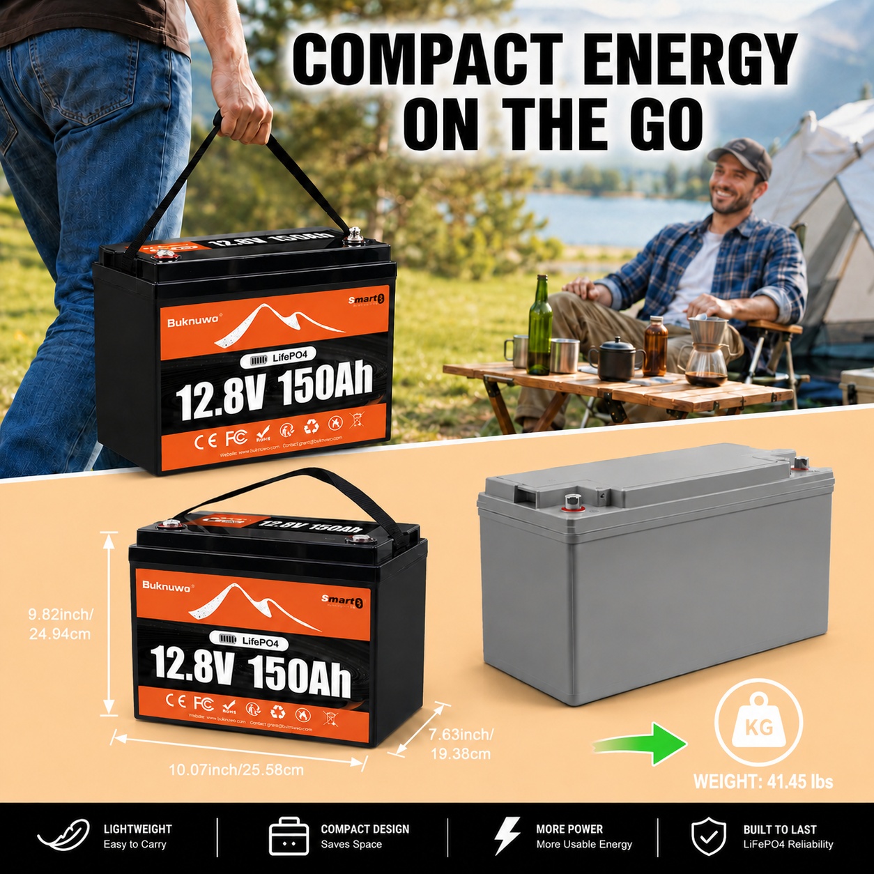 Buknuwo Smart 12V/12.8V 150Ah  - Outdoor Power Supply 12V recension och pris