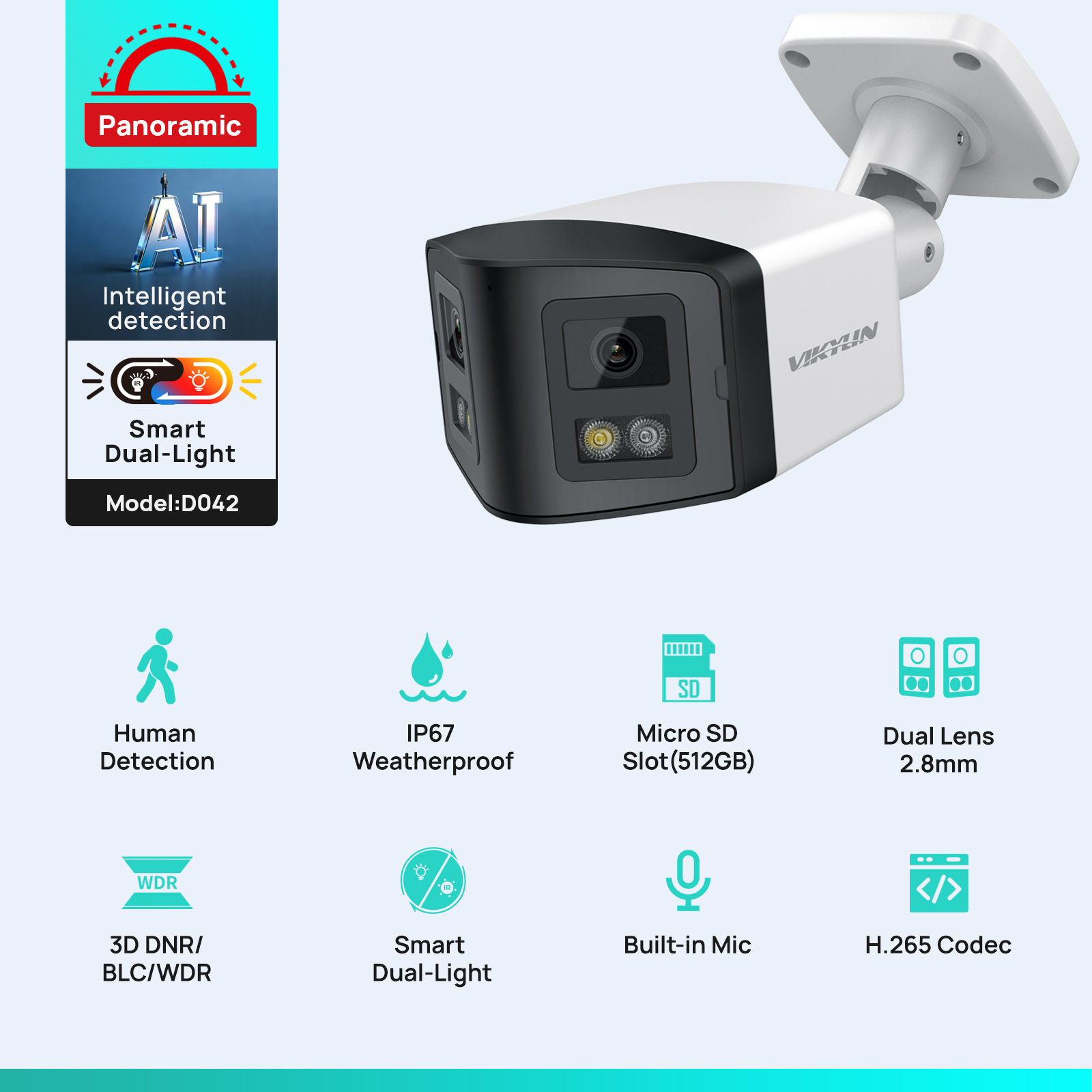 VIKYLIN 170° Panoramic Securit - Outdoor Power Post recension och pris