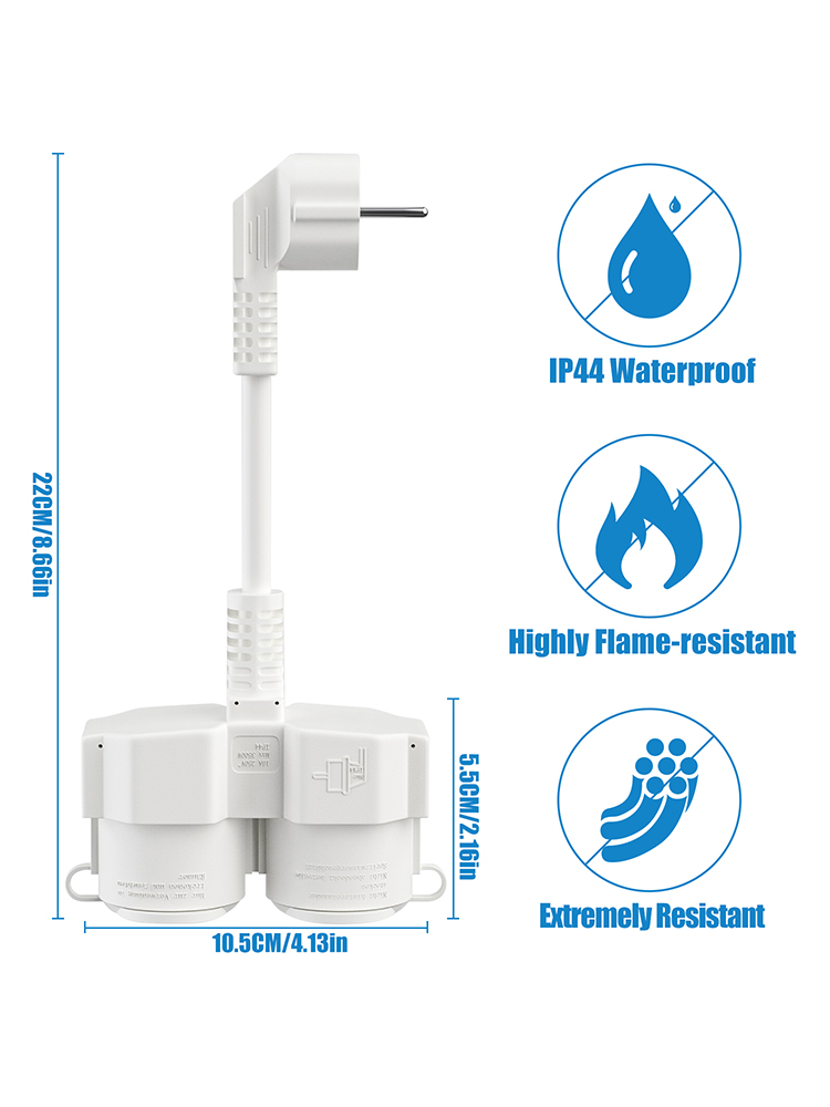 EU Extension Cable with 2 Schu - Outdoor Power Extension Cord recension och pris